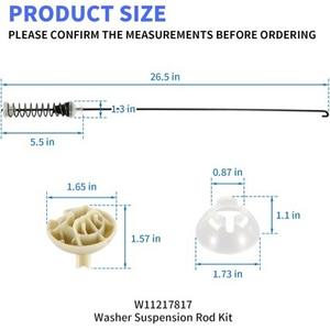 Tiges de suspension pour machine à laver W11217817 avec ressorts et capuchons en plastique pour pièces de lave-linge Whirlpool Kenmore - Product Image 3