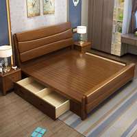 Lit à sommier électrique contemporain classique en bois massif sculpté à la main, taille King, avec design chinois, mobilier de chambre moderne