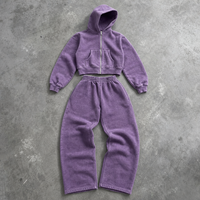 Ensemble de survêtement pour homme 500 GSM de haute qualité avec logo personnalisé, coupe courte et ample, sweat-shirt épais surdimensionné, brodé, sans cordons, à capuche