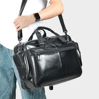 Mallette en cuir véritable de grande capacité pour hommes sac à main à bandoulière portable pour voyage et affaires sacoche pour ordinateur portable