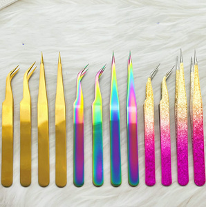 Vente directe d'usine, pinces à épiler en acier inoxydable colorées, forme <span class=keywords><strong>de</strong></span> fleur <span class=keywords><strong>de</strong></span> glace, précision, durabilité, droites, courbées, dessin animé, journal - Product Image 1