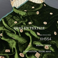 Tissu tricoté en velours de soie de mûrier et viscose, style chinois, luxe léger, broderie tridimensionnelle, brossé, effet suédé, respirant