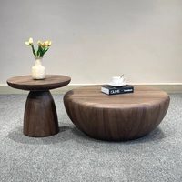 Table basse de style vintage, minimaliste et luxueuse, en bois massif, pour petits salons, table à thé ronde combinée pour la maison