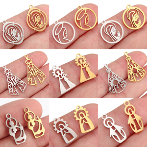 Pendentifs en acier inoxydable Vierge <span class=keywords><strong>Marie</strong></span> Catholique Notre-Dame de Guadalupe, finition miroir, breloques croix ange pour femmes, accessoires de bijoux - Product Image 2