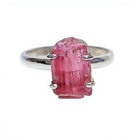 Bague en argent sterling 925 avec tourmaline pastèque naturelle, sertie à griffes, style bohème, pour usage quotidien, bijoux unisexe