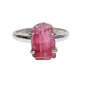 Bague en argent sterling 925 avec tourmaline pastèque naturelle, sertie à griffes, style bohème, pour usage quotidien, bijoux unisexe - Product Image 1