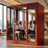 Cabina de Reuniones Acústica de Vidrio de Lujo, Muebles de Oficina Prefabricados, Habitación Silenciosa Modular, Cabina de Oficina Insonorizada para 4-6 Personas