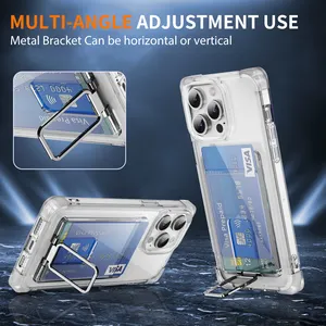Anti Wrestling Cell Phone Covers For Iphone 15 Pro Max With Card Slot Clear Mobile Phone Bags With Holder