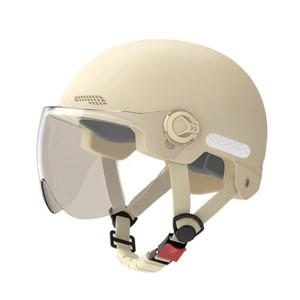 Casque de sécurité beige personnalisé avec visière transparente et sangles réglables pour hommes et femmes - Product Image 1