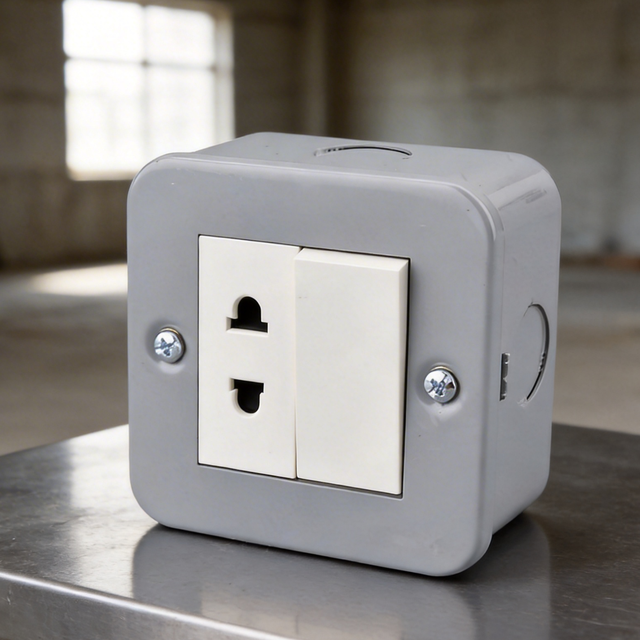 AULIPUR 1-socket Universal Surface-mount Wall Socket with Switch, Metal Housing, 250V 10A/15A, Suitable for Middle East/Europe