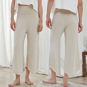 กางเกงโยคะเอวสูงสำหรับฤดูร้อนปี 2024 ผู้หญิง ทรงหลวม ขากว้าง ดีไซน์ผ้าถักยืดได้สี่ทิศทาง ระบายอากาศ น้ำหนักเบา สีพื้น - Product Image 3