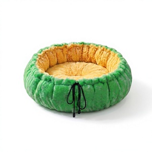 Cama Redonda Premium para Gatos Amistar ForestGold XL – Peluche Sintético Verde Brillante e Interior Dorado Cálido, 102 cm - Product Image 1