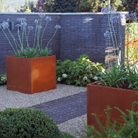 Pots à fleurs carrés en acier corten décoratifs pour jardin - Forme personnalisée - Utilisation durable à la maison et au jardin - Capacité de 20 L - Style minimaliste