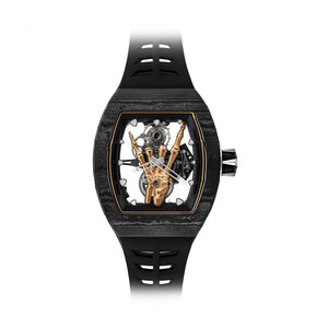 Reloj tourbillon de lujo para hombre, estilo urbano, de alta calidad, con puntero dorado, esfera completamente hueca 066 y reserva de marcha - Product Image 1