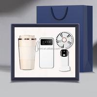 Ensembles de cadeaux d'affaires personnalisés avec logo personnalisé tasse à café + batterie externe + ventilateur pour les collègues de l'entreprise Clients coopérant en promotion