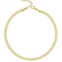 Collar de cadena de espiga impermeable, chapado en oro de 18 quilates, con diseño de huesos de serpiente planos, de acero inoxidable, de doble capa, para mujer