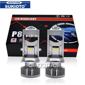 SUKIOTO 2 قطعة 50W 8000LM H4 LED جهاز عرض صغير عدسة H4 عالية منخفضة الشعاع السيارات مصابيح ليد لمصابيح السيارة الأمامية 12V 24V 6000K H4 LED تحويل عدة