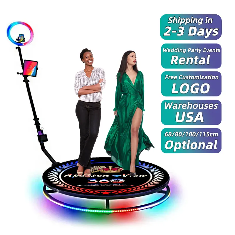 80Cm Trouwhandleiding Ringlamp 3d Selfie Ipad Photobooth Videocabine Dslr 360 Camera 360 Fotocabine Automatische Roterende Machine