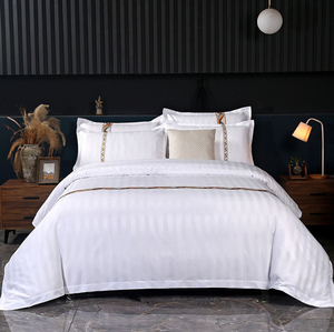 Suministros de hotel blanco King Size 300tc bordado 100% algodón sábana juego de cama de algodón - Product Image 1