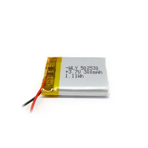 Customized rechargeable 3.7V Rechargeable li ion battery 502530 300mAh 052530 lithium polymer battery