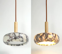 Restaurant cuisine îlot naturel marbre pendentif lumière créative pierre naturelle suspension lampe décorative hôtel café lustre