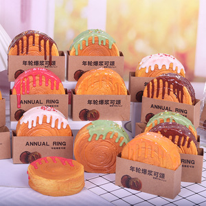 Realistic Annual <b>Ring</b> Croissant Squishy Slow Rising Scented PU Bread Toy Icing Drip Hand Squeeze Fidget Toy for Kids Adults - Product Image 6