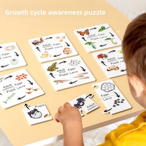 Tarjetas de Madera del Ciclo de Vida de Insectos, Juguete Educativo Montessori de Ciencia STEM para Niños, Rompecabezas de Emparejamiento de Etapas del Ciclo de Vida Animal - Product Image 2