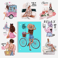 Autocollants UV DTF pour couvertures de journal, motif fille tendance, enveloppes pour carnets UV DTF, sans MOQ, imperméables, effet 3D, personnalisation sur commande