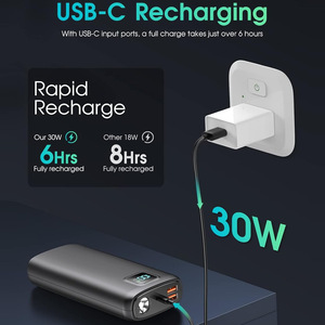แบตเตอรี่สำรองพกพา 40000mAh ช่องเสียบ USB คู่ พร้อมหน้าจอ LED ช่องเสียบ Type-C แบตเตอรี่ลิเธียมโพลิเมอร์ - Product Image 4