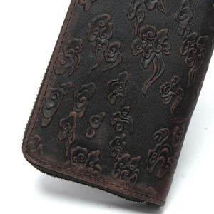 Andong <b>Vintage</b> Crazy Horse Leather Dragon Embossed Long Wallet for Men Genuine Cowhide <b>Clutch</b> <b>Bag</b> Card Holder Zipper Purse Man - Product Image 4
