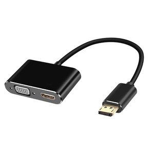 <strong>2</strong>-in-1 DisplayPort to HDTV 4K/VGA Adapter USB C to USB Converter for Laptop Dual <strong>Output</strong> 4K30Hz &amp; 1080p Black Color - Product Image 4