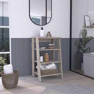 DB St. Clair Armoire en lin avec porte simple Deux étagères intérieures et deux étagères ouvertes pour le rangement de la salle de bain - Product Image 1