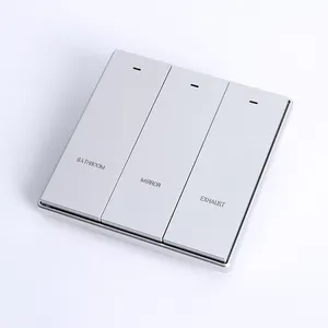 Big Button 90MM Soft Touch 6 Gang Silver Brushed Aluminium Light Switch Smart Hotel Metal CNC Reset Switch