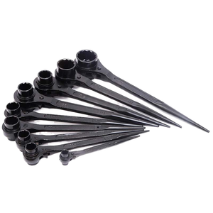 Black Plated Metric Carbon Steel OEM Reversible Pointed Tail Ratchet <b>Wrench</b> Double Socket Podger <b>Wrench</b> for Scaffold - Product Image 1