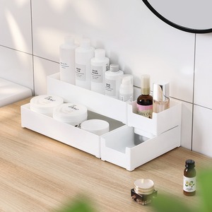 Caja de almacenamiento de escritorio <span class=keywords><strong>Ikea</strong></span>, organizador de plástico 4 en 1 para maquillaje y material de oficina, color blanco sólido, sin tapa - Product Image 2