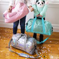 Fourre-tout brillant en Pu Sparkle de haute qualité Petite danse Mini sac de sport pliable à paillettes bleues personnalisé