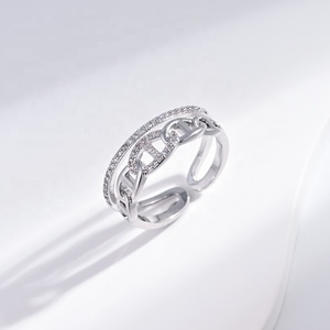 wholesale brass round zirconia Adjustable Unisex <b>ring</b> Modern Prong Setting natural stone wedding <b>dainty</b> ladies copper <b>rings</b> - Product Image 2