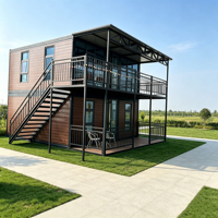 Casa Prefabricada de Dos Pisos, Espaciosa y Bien Ventilada, con Escalera y Terraza, Ideal para Alojamientos en Zonas Turísticas, Cabañas de Glamping y Resorts