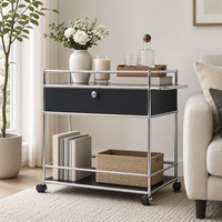 Chariot roulant modulaire en métal violet avec tiroir, cadre chromé, table d'appoint pour salon et chambre, en acier, taille et couleur personnalisables