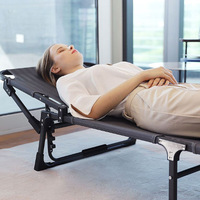 Lit de camping pliable, utilisation hospitalière, lit de sieste portable pour une personne, design simple, cadre en acier inoxydable, tissu Oxford