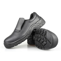 Chaussures de travail imperméables et antidérapantes pour hommes, en cuir microfibre noir, chaussures de sécurité de cuisine avec bout en acier