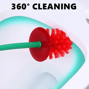 Zenidoo – ensemble de support de brosse de toilette portatif multifonctionnel, en forme de cerise rouge, écologique, poils en nylon doux, poignée en plastique, 1 pièce - Product Image 3