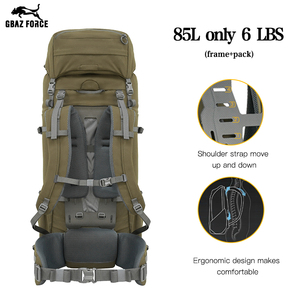 GAF 85L 500Dナイロン製調節可能なショルダーストラップ付き軽量外部フレームハイキングハンティングバッグバックパック（様々な身長の人に適しています） - Product Image 3