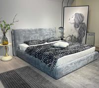 Lit en tissu sur mesure haut de gamme, mobilier de chambre à coucher, villa de luxe, lit king size, mobilier de chambre minimaliste pour hôtel