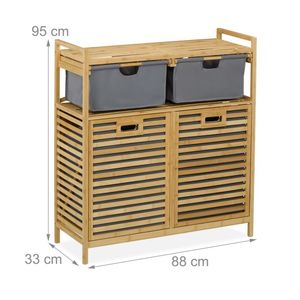 <strong>Double</strong> <strong>Laundry</strong> <strong>Hamper</strong> with 4 Storage Parts <strong>Laundry</strong> Basket with 2 Fabric Drawers <strong>Laundry</strong> Basket Shelf - Product Image 2