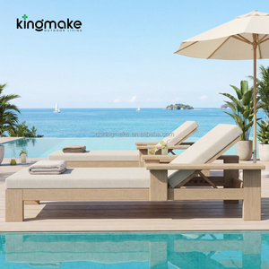 Set di Mobili da Esterno in Teak Invecchiato, <span class=keywords><strong>Lettino</strong></span> <span class=keywords><strong>Prendisole</strong></span> Commerciale in Legno per Hotel e Piscina, Sdraio Resistente - Product Image 1