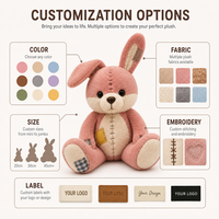 Peluche Lapin Vintage Personnalisée avec Patchs, Fabrication Directe Usine, Jouet en Peluche Doux, Poupée Lapin Personnalisée, Décoration, Faible MOQ, OEM ODM