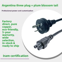 Câble d'alimentation certifié KMD Argentine à trois broches en forme de T, type Mickey-tail ; Câble de charge pour véhicule électrique ; Câble d'alimentation ignifuge