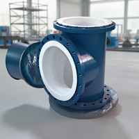 Raccord en T réducteur DN80 doublé PTFE, raccord de tuyauterie en acier pour pipeline chimique industriel