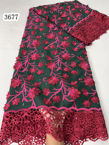 3677 nigérian dubaï autriche coton cristaux brodé dentelle tissu 3DFlower africain suisse Voile dentelle tissu pour élégant <span class=keywords><strong>Dr</strong></span> - Product Image 2